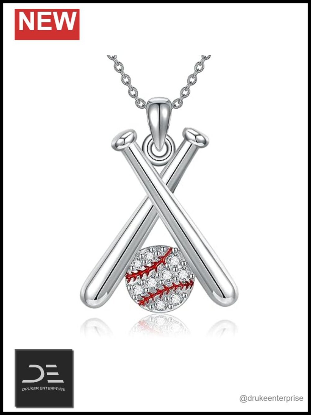 Sterling Silver Baseball Pendant Necklace for Women Sports Fan Gift